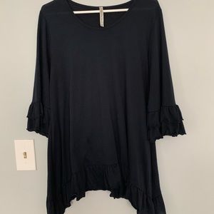 Navy ruffle sleeve shirt!